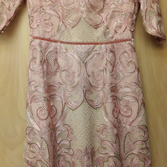 Marchesa Notte Blush Pink Lace Embroidered Dress New Tags Sz 6 - Picture 6 of 16
